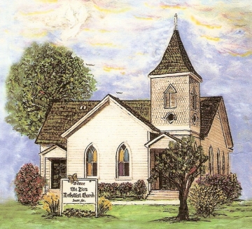 Artwork of exterior of Mt. Zion church